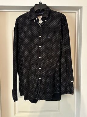 Men's Black Patterned Button-Down Shirt by Dockers